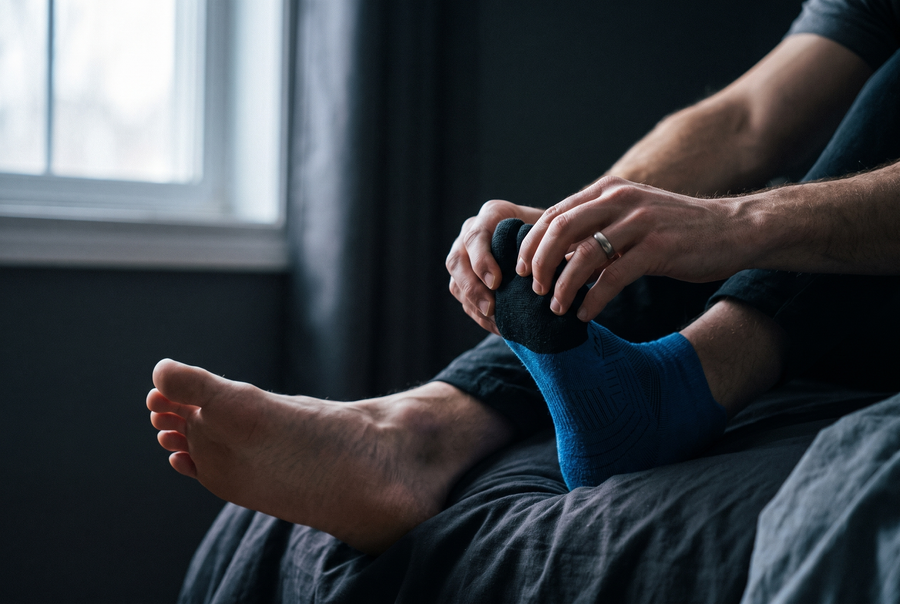 Enfiler une chaussette à orteils pour la première fois, orteil par orteil