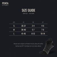 PENTA 02 - guide des pointures : S 35-37, M 38-40, L 41-45