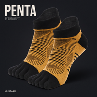 PENTA 02 No Show COOLMAX - chaussette à cinq orteils, coloris Moutarde