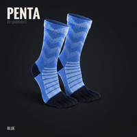 PENTA 03 Crew Mérinos - chaussette à cinq orteils tige haute, coloris Bleu