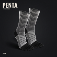 PENTA 03 Crew Mérinos - chaussette à cinq orteils tige haute, coloris Gris