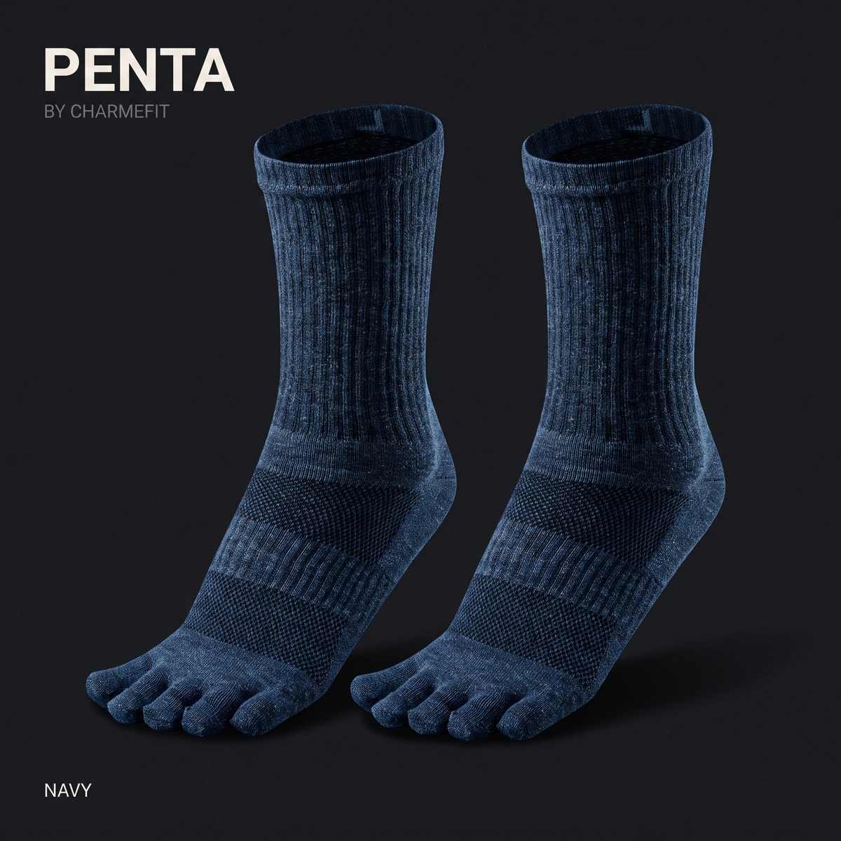 PENTA 04 Crew Épais - chaussette à cinq orteils tige haute, coloris Marine