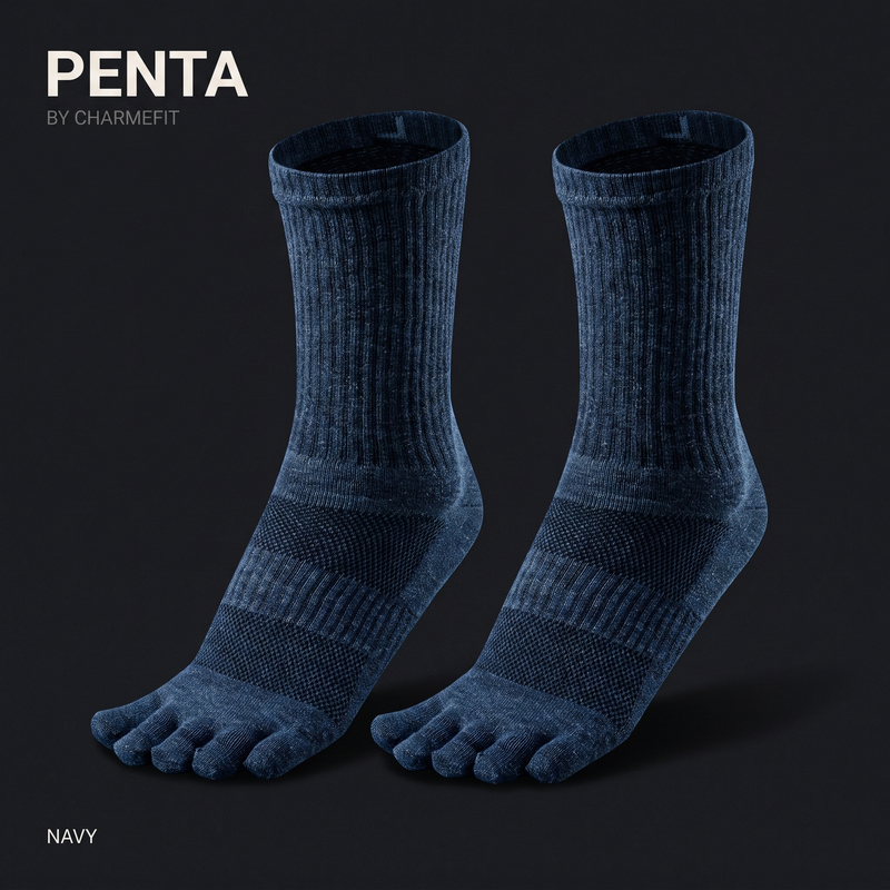PENTA 04 Crew Épais - chaussette à cinq orteils tige haute, coloris Marine