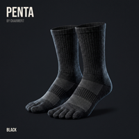 PENTA 04 Crew Épais - chaussette à cinq orteils tige haute, coloris Noir